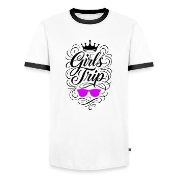 Girls Trip Holiday Travel Girls - Men's Ringer Shirt - white/black - Front - AI Model Female 172 light (172cm) & AI Model Male 178 dark (178cm)