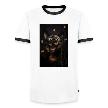Treat Attack Mode: Activated! - Men's Ringer Shirt - white/black - Front - AI Model Female 172 light (172cm) & AI Model Male 178 dark (178cm)