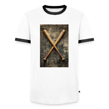 Aged Baseball Bats Crossed - Men's Ringer Shirt - white/black - Front - AI Model Female 172 light (172cm) & AI Model Male 178 dark (178cm)