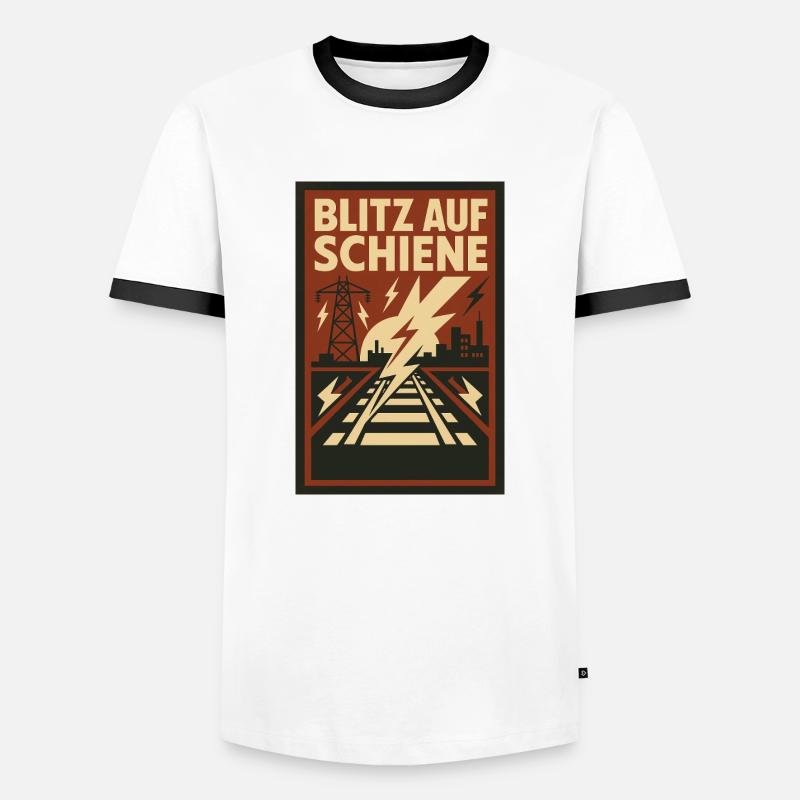 Blitz Schiene Eisenbahn - Männer Kontrast-T-Shirt - Weiß/Schwarz