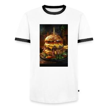 Epic Bacon Cheese Burger Stack - T-shirt contrasté Homme - blanc/noir - Devant - AI Model Female 172 light (172cm) & AI Model Male 178 dark (178cm)
