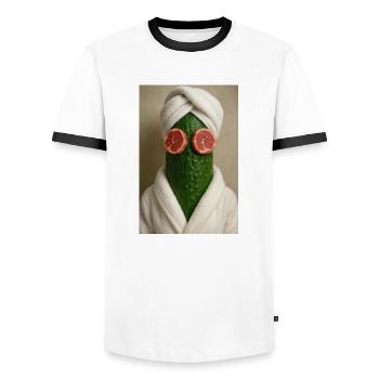 Gurken-Spa-Tag schief gelaufen - Männer Kontrast-T-Shirt - Weiß/Schwarz - Vorne - AI Model Female 172 light (172cm) & AI Model Male 178 dark (178cm)