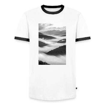 Flüstern im Nebel - Männer Kontrast-T-Shirt - Weiß/Schwarz - Vorne - AI Model Female 172 light (172cm) & AI Model Male 178 dark (178cm)
