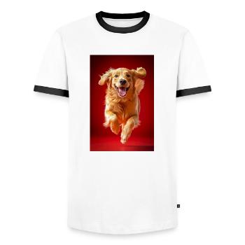 Flying Golden Joy - Men's Ringer Shirt - white/black - Front - AI Model Female 172 light (172cm) & AI Model Male 178 dark (178cm)