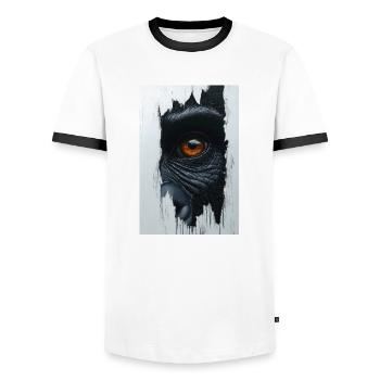 Piercing Primal Gaze - Men's Ringer Shirt - white/black - Front - AI Model Female 172 light (172cm) & AI Model Male 178 dark (178cm)