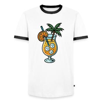 Cocktail 2 - Men's Ringer Shirt - white/black - Front - AI Model Female 172 light (172cm) & AI Model Male 178 dark (178cm)