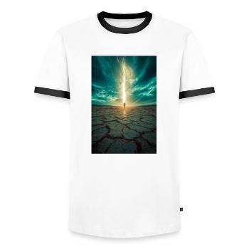 Chosen by the Light - Men's Ringer Shirt - white/black - Front - AI Model Female 172 light (172cm) & AI Model Male 178 dark (178cm)