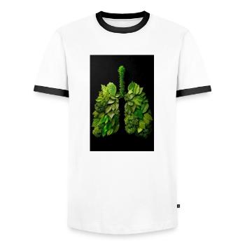 Green Lungs of Nature - Men's Ringer Shirt - white/black - Front - AI Model Female 172 light (172cm) & AI Model Male 178 dark (178cm)