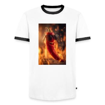Mr. Chili Brings the Heat - Men's Ringer Shirt - white/black - Front - AI Model Female 172 light (172cm) & AI Model Male 178 dark (178cm)