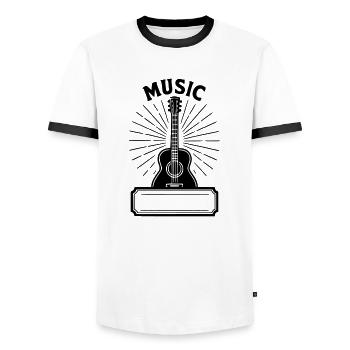 Music - Nom prénom - T-shirt contrasté Homme - blanc/noir - Devant - AI Model Female 172 light (172cm) & AI Model Male 178 dark (178cm)