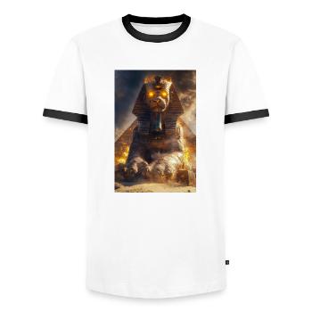 Awakened Sphinx of Fire - Men's Ringer Shirt - white/black - Front - AI Model Female 172 light (172cm) & AI Model Male 178 dark (178cm)