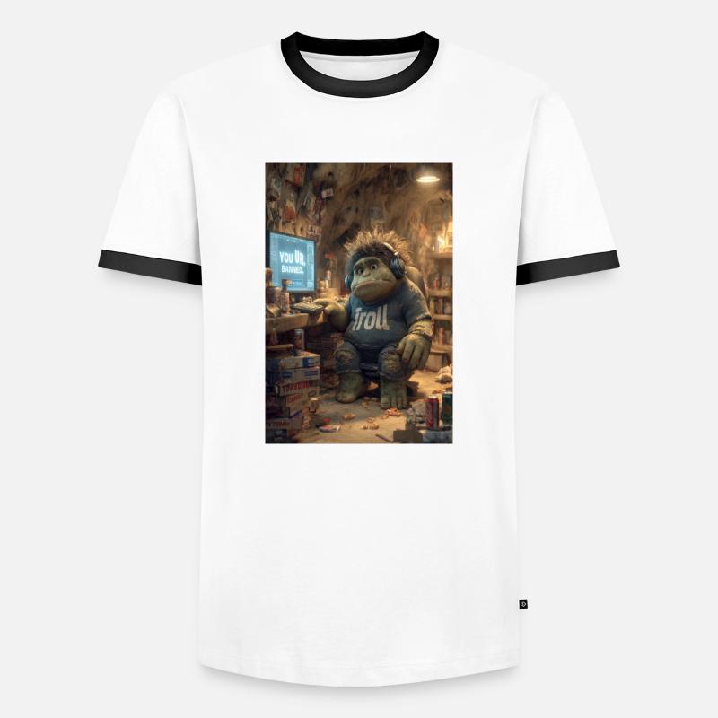 Internet-Troll wird gesperrt - Männer Kontrast-T-Shirt - Weiß/Schwarz