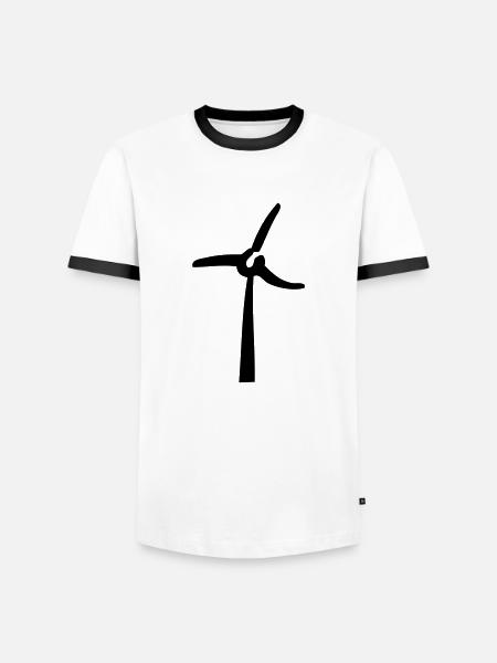 Windmill, éolienne, Windrad - Männer Kontrast-T-Shirt - Weiß/Schwarz