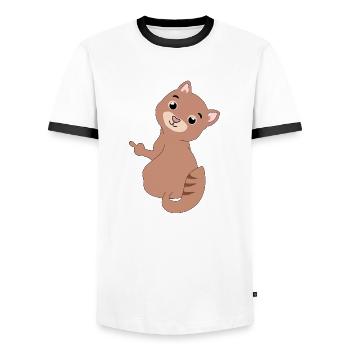 Cat Middle Finger - Men's Ringer Shirt - white/black - Front - AI Model Female 172 light (172cm) & AI Model Male 178 dark (178cm)