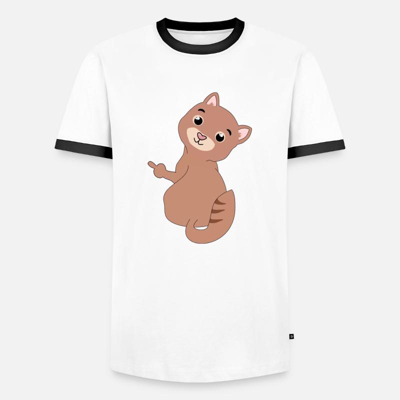Cat Middle Finger - Men's Ringer Shirt - white/black