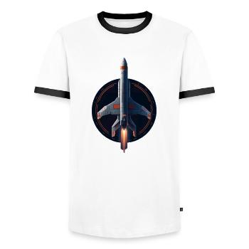 Fusée spatiale - T-shirt contrasté Homme - blanc/noir - Devant - AI Model Female 172 light (172cm) & AI Model Male 178 dark (178cm)