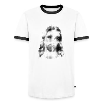 jesus - Men's Ringer Shirt - white/black - Front - AI Model Female 172 light (172cm) & AI Model Male 178 dark (178cm)