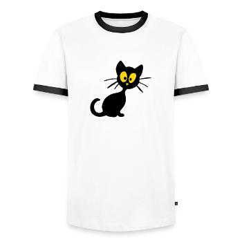 Kätzchen - Männer Kontrast-T-Shirt - Weiß/Schwarz - Vorne - AI Model Female 172 light (172cm) & AI Model Male 178 dark (178cm)
