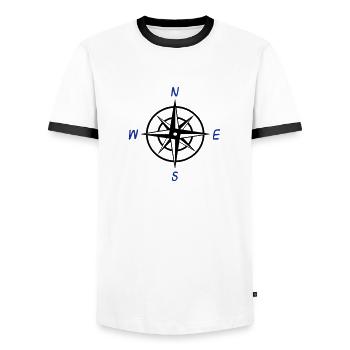 Boussole marin nautique survivant de la côte cadeau - T-shirt contrasté Homme - blanc/noir - Devant - AI Model Female 172 light (172cm) & AI Model Male 178 dark (178cm)