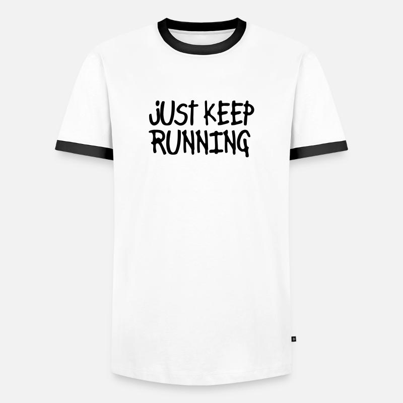 just keep running - Men's Ringer Shirt - white/black