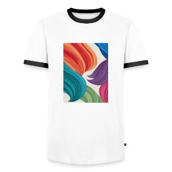 Feather-light colours - Men's Ringer Shirt - white/black - Front - AI Model Female 172 light (172cm) & AI Model Male 178 dark (178cm)