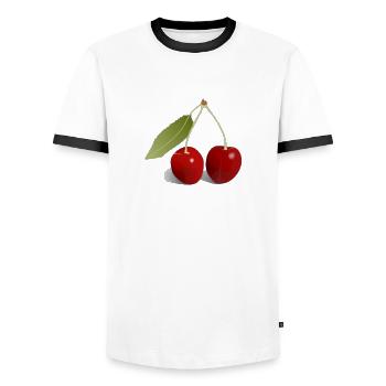 Cerises - T-shirt contrasté Homme - blanc/noir - Devant - AI Model Female 172 light (172cm) & AI Model Male 178 dark (178cm)