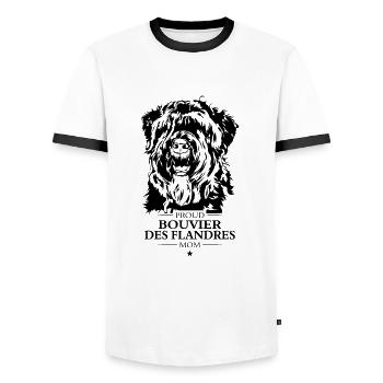 Bouvier des Flandres Maman Chien Chien Wilsigns - T-shirt contrasté Homme - blanc/noir - Devant - AI Model Female 172 light (172cm) & AI Model Male 178 dark (178cm)