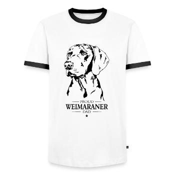 Braque de Weimar Papa Chiens Chien Chasse Chiens Wilsigns - T-shirt contrasté Homme - blanc/noir - Devant - AI Model Female 172 light (172cm) & AI Model Male 178 dark (178cm)