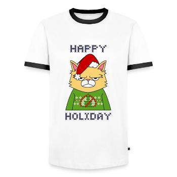 Merry christmas happy holidays gift - Männer Kontrast-T-Shirt - Weiß/Schwarz - Vorne - AI Model Female 172 light (172cm) & AI Model Male 178 dark (178cm)