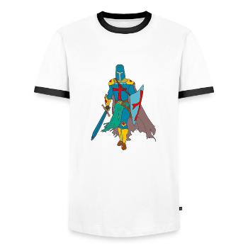 Ritter - Männer Kontrast-T-Shirt - Weiß/Schwarz - Vorne - AI Model Female 172 light (172cm) & AI Model Male 178 dark (178cm)