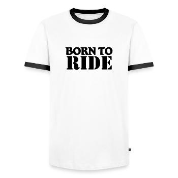 Born to ride - Men's Ringer Shirt - white/black - Front - AI Model Female 172 light (172cm) & AI Model Male 178 dark (178cm)