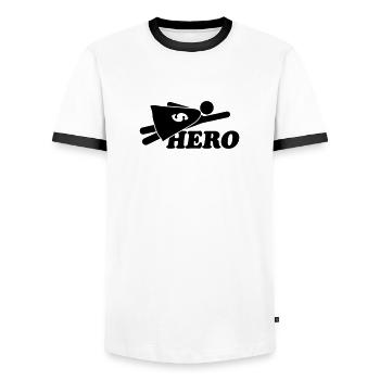 Super Hero Man - Men's Ringer Shirt - white/black - Front - AI Model Female 172 light (172cm) & AI Model Male 178 dark (178cm)