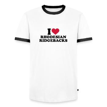 Rhodesian Ridgeback - Männer Kontrast-T-Shirt - Weiß/Schwarz - Vorne - AI Model Female 172 light (172cm) & AI Model Male 178 dark (178cm)