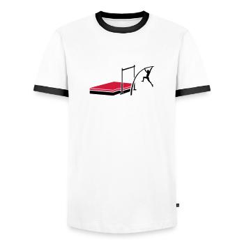 Stabhochsprung - Männer Kontrast-T-Shirt - Weiß/Schwarz - Vorne - AI Model Female 172 light (172cm) & AI Model Male 178 dark (178cm)