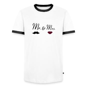 mr_mrs_2 - T-shirt contrasté Homme - blanc/noir - Devant - AI Model Female 172 light (172cm) & AI Model Male 178 dark (178cm)