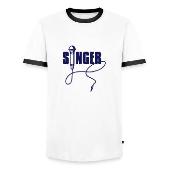 singer - Männer Kontrast-T-Shirt - Weiß/Schwarz - Vorne - AI Model Female 172 light (172cm) & AI Model Male 178 dark (178cm)