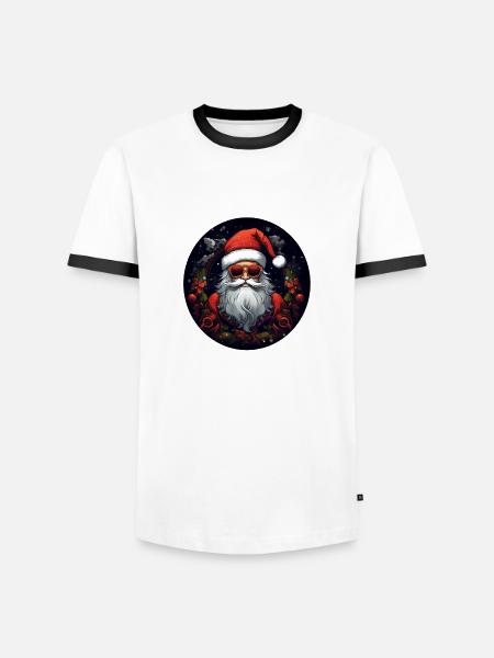 Weihnachtsmann mit Brille - Männer Kontrast-T-Shirt - Weiß/Schwarz