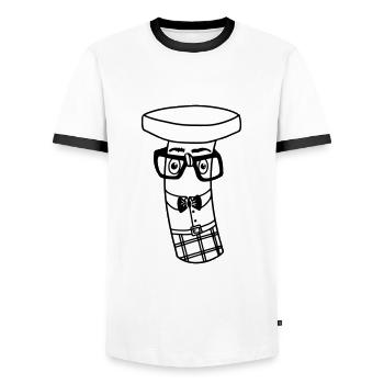 Intelligence bolt | Puns deluxe - Men's Ringer Shirt - white/black - Front - AI Model Female 172 light (172cm) & AI Model Male 178 dark (178cm)