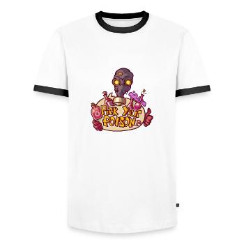 Pick your poison - Men's Ringer Shirt - white/black - Front - AI Model Female 172 light (172cm) & AI Model Male 178 dark (178cm)