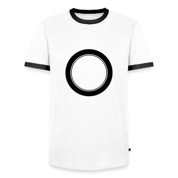 Logo / / Anniversary Emblem / / team / / Club - Men's Ringer Shirt - white/black - Front - AI Model Female 172 light (172cm) & AI Model Male 178 dark (178cm)