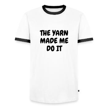Knitting - Knit - Knitter - Stricken - Tricot - Men's Ringer Shirt - white/black - Front - AI Model Female 172 light (172cm) & AI Model Male 178 dark (178cm)