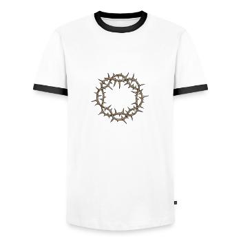 Crown of Thorns of Jesus Christ - Men's Ringer Shirt - white/black - Front - AI Model Female 172 light (172cm) & AI Model Male 178 dark (178cm)
