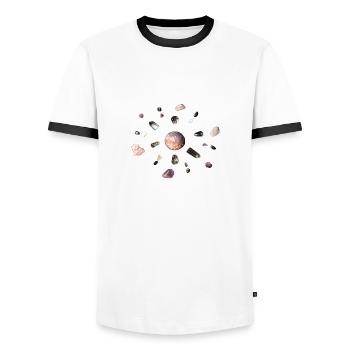 Mandala lila und rosa Steine - Männer Kontrast-T-Shirt - Weiß/Schwarz - Vorne - AI Model Female 172 light (172cm) & AI Model Male 178 dark (178cm)