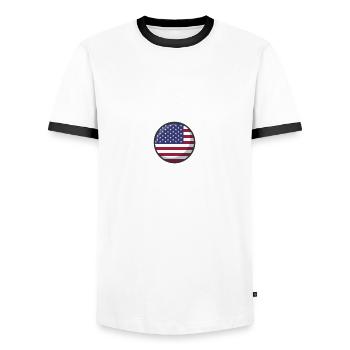 MADE IN USA White - T-shirt contrasté Homme - blanc/noir - Devant - AI Model Female 172 light (172cm) & AI Model Male 178 dark (178cm)