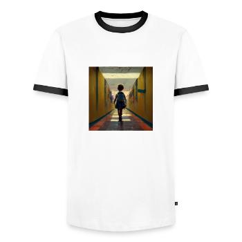Back to school - T-shirt contrasté Homme - blanc/noir - Devant - AI Model Female 172 light (172cm) & AI Model Male 178 dark (178cm)