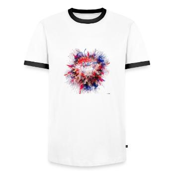 Wc222 - T-shirt contrasté Homme - blanc/noir - Devant - AI Model Female 172 light (172cm) & AI Model Male 178 dark (178cm)