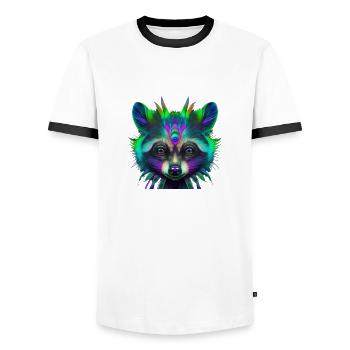 Fancy Raccoon - Men's Ringer Shirt - white/black - Front - AI Model Female 172 light (172cm) & AI Model Male 178 dark (178cm)