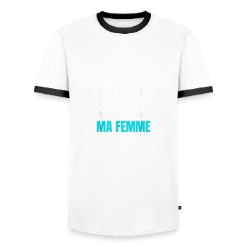 Retraite mais maintenant travaille pour ma femm - T-shirt contrasté Homme - blanc/noir - Devant - AI Model Female 172 light (172cm) & AI Model Male 178 dark (178cm)