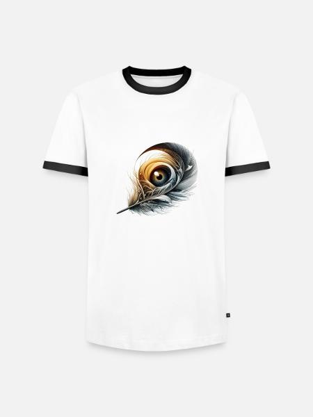 Elegantes Federauge - Männer Kontrast-T-Shirt - Weiß/Schwarz