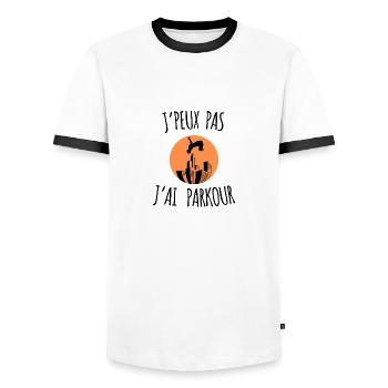JE PEUX PAS J'AI PARKOUR - T-shirt contrasté Homme - blanc/noir - Devant - AI Model Female 172 light (172cm) & AI Model Male 178 dark (178cm)